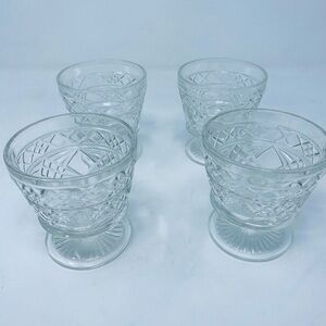 Set of 4 Vintage Glass Etched Parfait Dessert Glasses